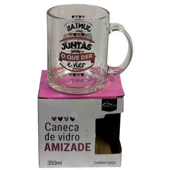 CANECA DE VIDRO RETA AMIGA MOLDULAR