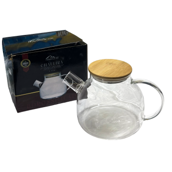CHALEIRA BOROSSILICATO COM TAMPA BAMBU MOLDULAR 1L