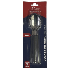 COLHER DE MESA INOX CABO PRETO MOLDULAR C/ 3 UN COLHER DE MESA INOX CABO PRETO MOLDULAR C/ 3 UN