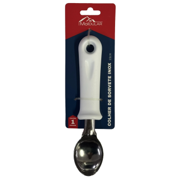 COLHER DE SORVETE INOX COM CABO MOLDULAR 19CM