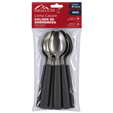COLHER PARA SOBREMESA INOX PRETO MOLDULAR C/ 6UN COLHER PARA SOBREMESA INOX PRETO MOLDULAR C/ 6UN