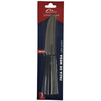 FACA DE MESA INOX PRETO MOLDULAR C/ 3 UNIDADES