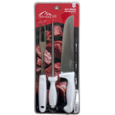 KIT CHURRASCO FACA CHAIRA GARFO MOLDULAR C/3 PC KIT CHURRASCO FACA CHAIRA GARFO MOLDULAR C/3 PC