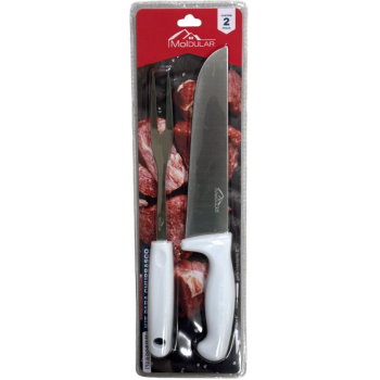 KIT CHURRASCO FACA GARFO MOLDULAR C/2 PC