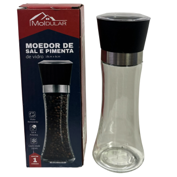 MOEDOR DE SAL E PIMENTA DE VIDRO 200ML MOLDULAR 
