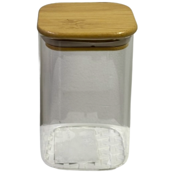 POTE DE VIDRO BORIS COM TAMPA BAMBU 600ML MOD