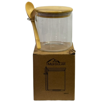 POTE DE VIDRO BORIS COM TAMPA BAMBU 650ML MOD