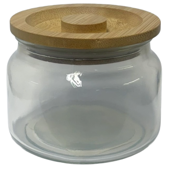 POTE DE VIDRO COM TAMPA BAMBU MOLDULAR 300 ML