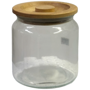 POTE DE VIDRO COM TAMPA BAMBU MOLDULAR 500 ML