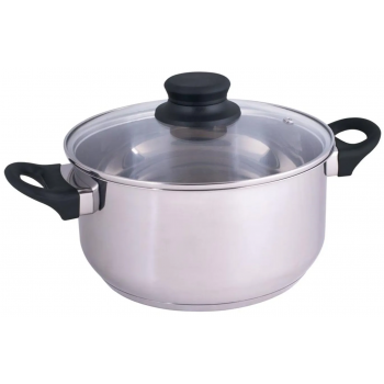 CACAROLA INOX C/ TAMPA DE VIDRO MOR 21CM 3,2L