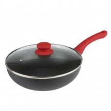 PANELA WOK C/TAMPA DE VIDRO MOR LINHA AROMA 24CM