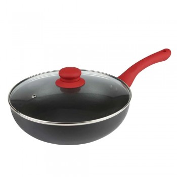 PANELA WOK C/TAMPA DE VIDRO MOR LINHA AROMA 24CM