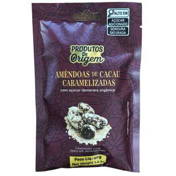 AMÊNDOAS CARAMELIZADA CACAU CHOCOLATE ORIGEM 40 GR