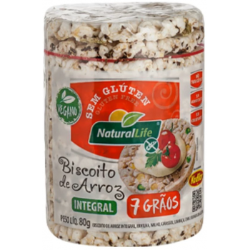 BISCOITO NATURAL LIFE ARROZ INTEGRAL 7 GRAOS 80 GR