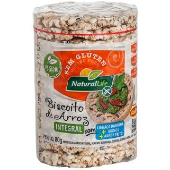BISCOITO NATURAL LIFE ARROZ INTEGRAL LINHACA 80 GR