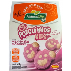 BISCOITO NATURAL LIFE PORQUINHOS KIDS MORANGO 100G