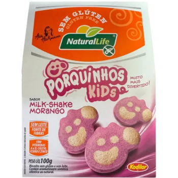 BISCOITO NATURAL LIFE PORQUINHOS KIDS MORANGO 100G