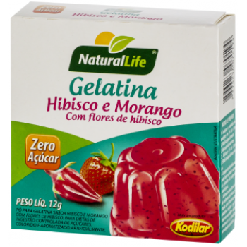 GELATINA NATURAL LIFE HIBISCO E MORANGO ZERO 12G