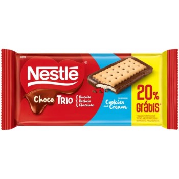 CHOCOLATE NESTLE TRIO BISCOITO LEITE PROMOC 90G