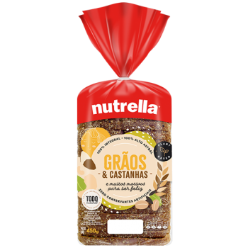 PÃO INTEGRAL GRÃOS E CASTANHAS NUTRELLA 450G