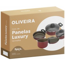 CONJUNTO DE PANELAS LUXURY 5 PÇS VERMELHO OLIVEIRA