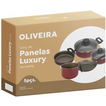 CONJUNTO DE PANELAS LUXURY 5 PÇS VERMELHO OLIVEIRA CONJUNTO DE PANELAS LUXURY 5 PÇS VERMELHO OLIVEIRA