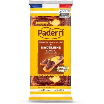 BOLO MADELEINE LONGA COM CHOCOLATE PADERRI 200 GR