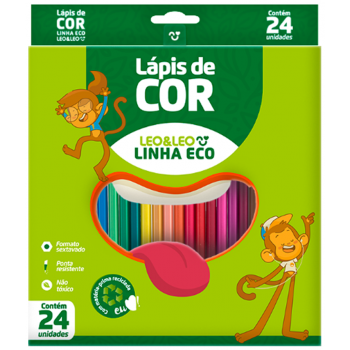 MAT. ESC. LÁPIS DE COR LEO LEO LINHA ECO 24 CORES