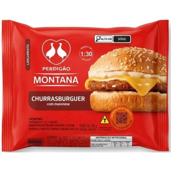 SANDUÍCHE PERDIGÃO MONTANA CHURRASBURGUER 145 GR