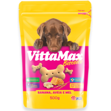 BISCOITO P/CÃES VITTAMAX BANANA AVEIA MEL 500G BISCOITO P/CÃES VITTAMAX BANANA AVEIA MEL 500G