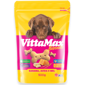 BISCOITO P/CÃES VITTAMAX BANANA AVEIA MEL 500G