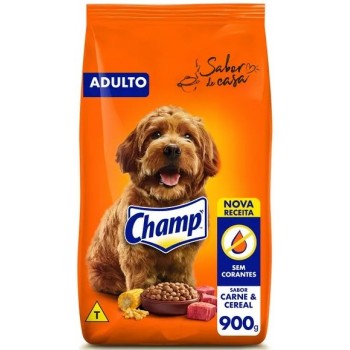 RAÇÃO CHAMP ADULTO CARNE E CEREAL 900G