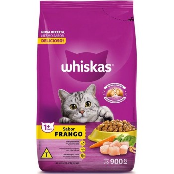 RAÇÃO WHISKAS FRANGO 1 + ANOS 900 GR