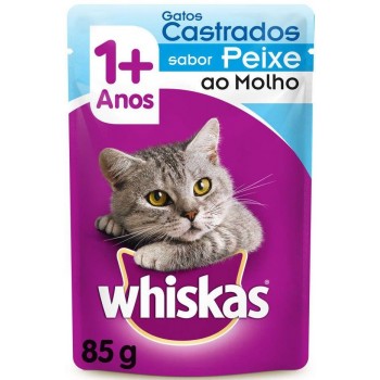 RAÇÃO WHISKAS GATOS CASTRADOS PEIXE 85GR
