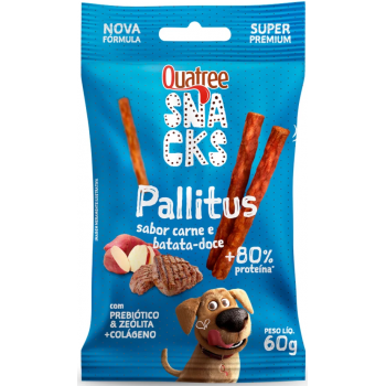 SNACKS PALLITUS QUATREE CARNE E BATATA DOCE 60G SNACKS PALLITUS QUATREE CARNE E BATATA DOCE 60G