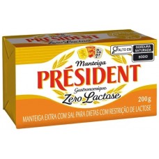 MANTEIGA PRESIDENT ZERO LACTOSE COM SAL BARRA 200G MANTEIGA PRESIDENT ZERO LACTOSE COM SAL BARRA 200G