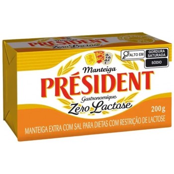 MANTEIGA PRESIDENT ZERO LACTOSE COM SAL BARRA 200G