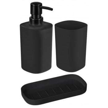 KIT BANHEIRO LAVABO PLASTICO RAYCO PRETO C/ 3 PCS