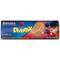 BISCOITO RENATA DIVERTIX RECHEADO MORANGO 112GR