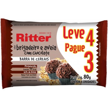 CEREAL BARRA RITTER LIGHT BRIGADEIRO C/4 80 GR