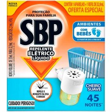 INSETICIDA SBP ELÉTRICO 45 NOITES AP+REFIL SUAVE 