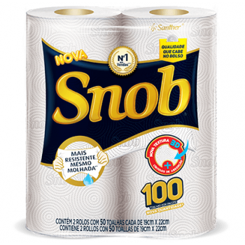 PAPEL TOALHA SNOB BRANCA 100 FLS C/ 2 ROLOS