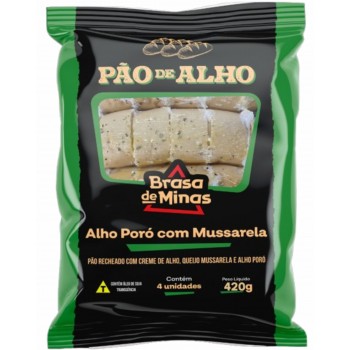 PÃO DE ALHO BRASA DE MINAS ALHO PORO MUSSARE 420G