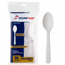 COLHER DESCARTÁVEL STRAWPLAST FORTE TRANSP C/50 UN