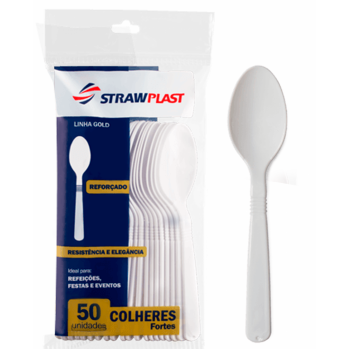 COLHER DESCARTÁVEL STRAWPLAST FORTE TRANSP C/50 UN