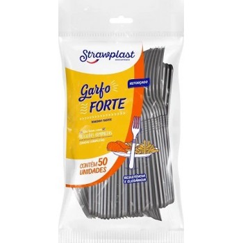 GARFO DESCART REFEIÇÃO STRAWPLAST FORTE PRATA C/50