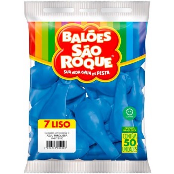BALAO SAO ROQUE LISO AZUL TURQUESA N 7 50 UNID