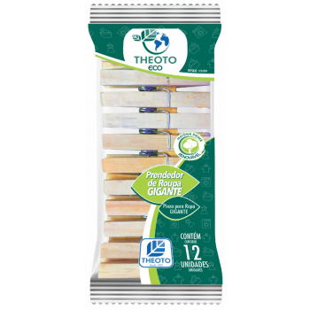PRENDEDOR DE ROUPA THEOTO MADEIRA GIGANTE C/12UN