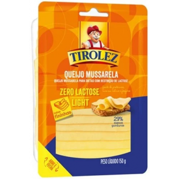 QUEIJO MUÇARELA TIROLEZ ZERO LACTOSE FATIADO 150G