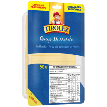 QUEIJO MUÇARELA TIROLEZ FATIADO 300G